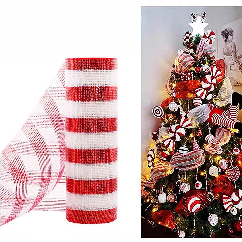 Сделай сам Крафт Рождественское украшение Сетка Лента Рождественский Цветок Венок Сетка Украшение Рождественской Елки