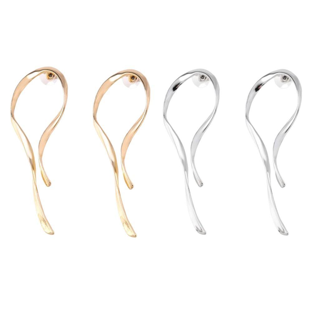 Alloy Dangle Earrings Gold Silver Color Metal Earrings Charm Asymmetric Line Earrings For Women