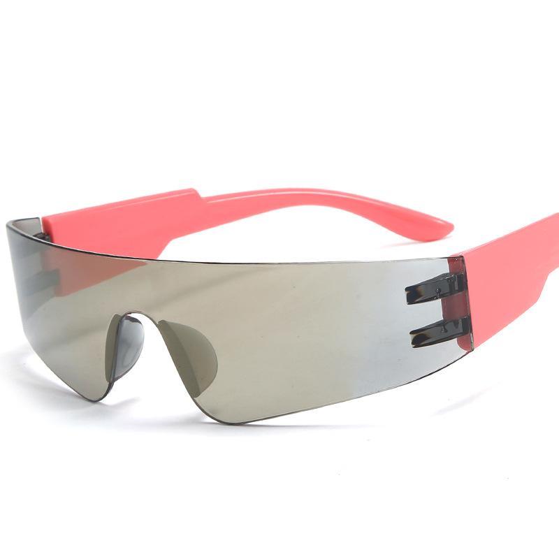 Rimless Women Fashion Luxury Brand Designer Sun Glasses One Piece Large Frame Sunglasses Outdoor Sports Cycling Glasses