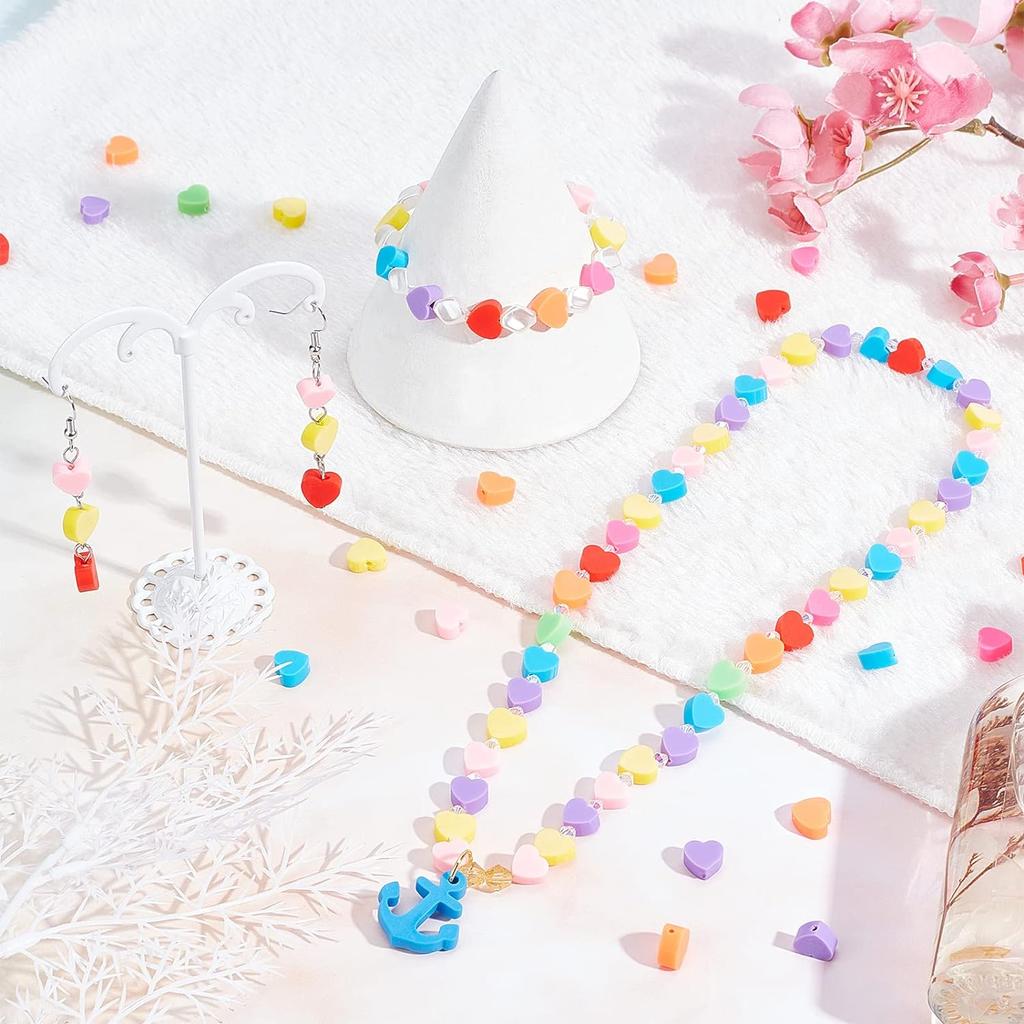 10*11.5mm 20PCS Bracelets Solid Color Fashion Heart Loose Beads for Jewelry Making DIY Necklace Accessories Acrylic Handmade Material Accessories