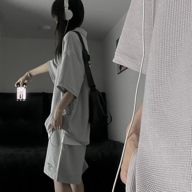 Women Casual Clothing Solid Sportswear Suit Summer Polo Shirt Shorts Matching Sets Short Sleeve Tops Elastic Waist Pants Outfits Plus Size