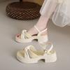With Skirt Platform Sandals Women's Summer 2025 New Thick Heel Beach Sandals Women's Fairy Style