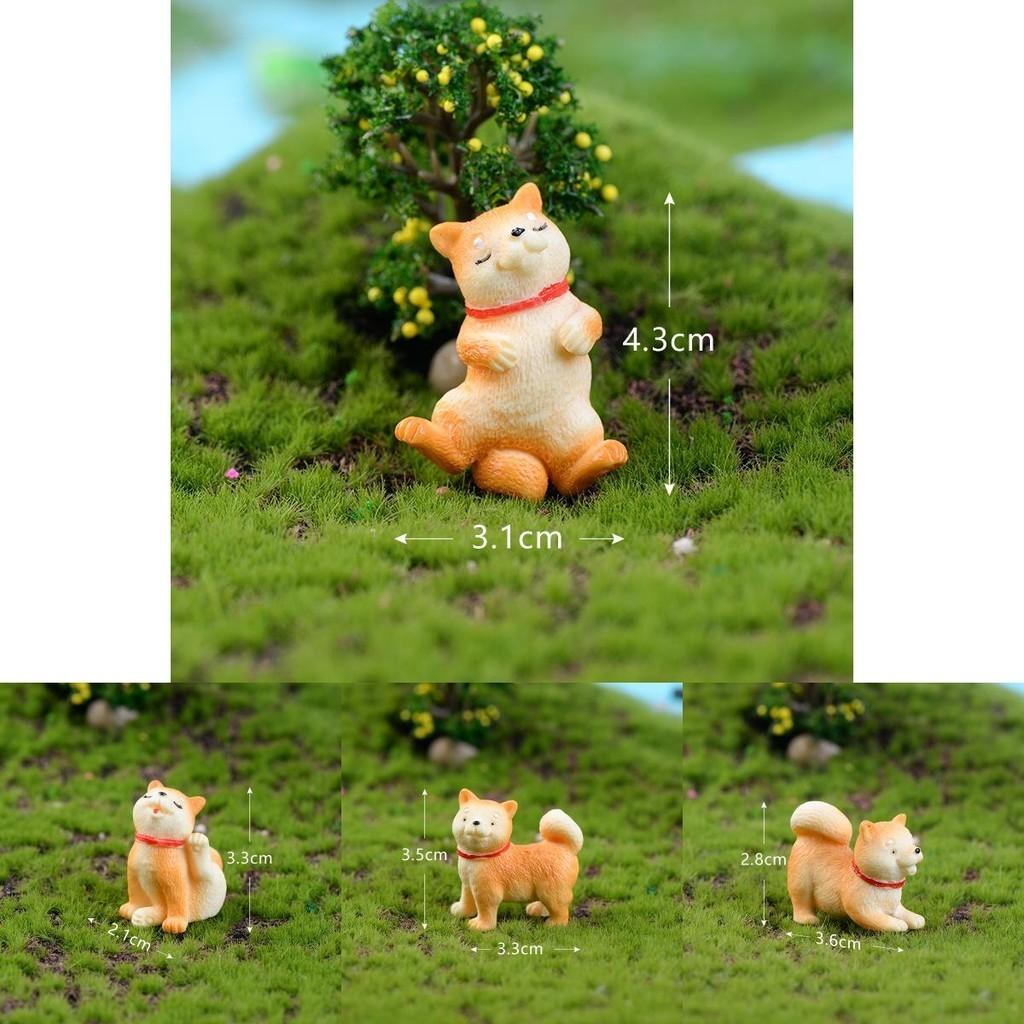 Cute Resin Akita Dog Figurine For Creative Bonsai Decoration Yellow Dog
