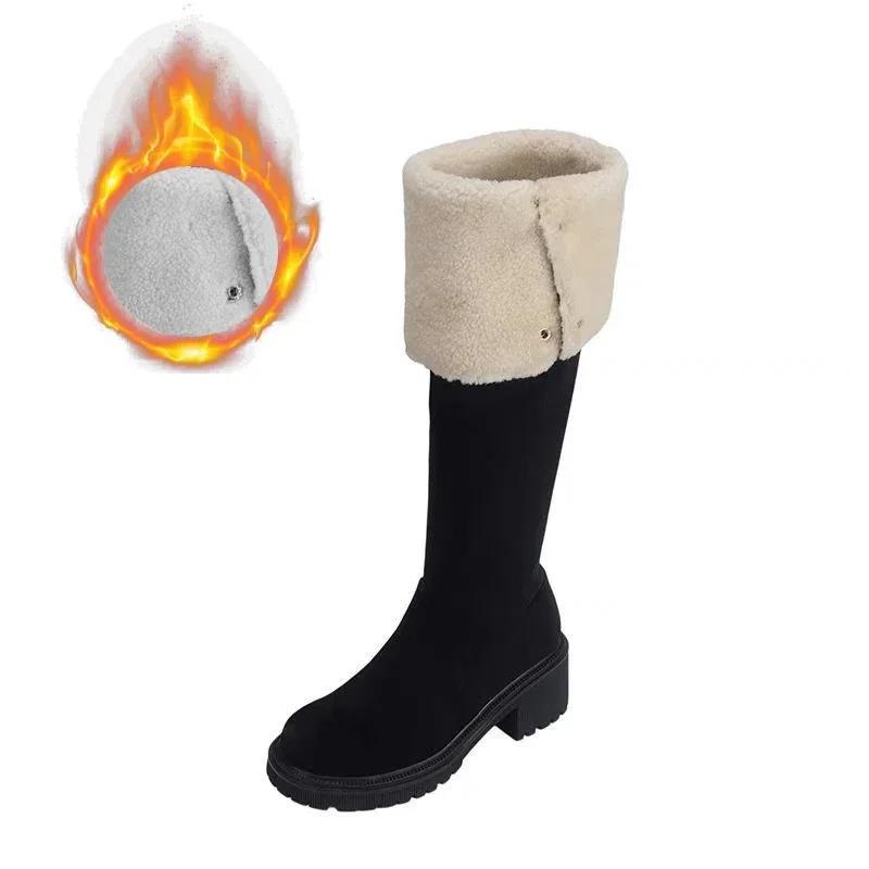 Винтажные женские сапоги выше колена на платформе, модные туфли с пряжкой на ремне, осень-зима, женские длинные сапоги на толстом каблуке