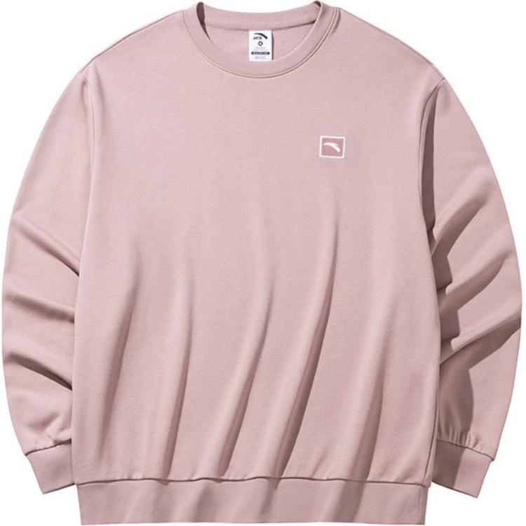 Anta Life Series Sports Casual Loose Solid Color Round Neck Sweatshirt Women Sweatshirt Fusang-Pink 972438701-10