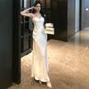 Летнее темпераментное французское celebrity кружевное пэчворк корсетное платье-комбинация женское облегающее облегающее облегающее облегающее платье-обертка на бедра вечернее платье