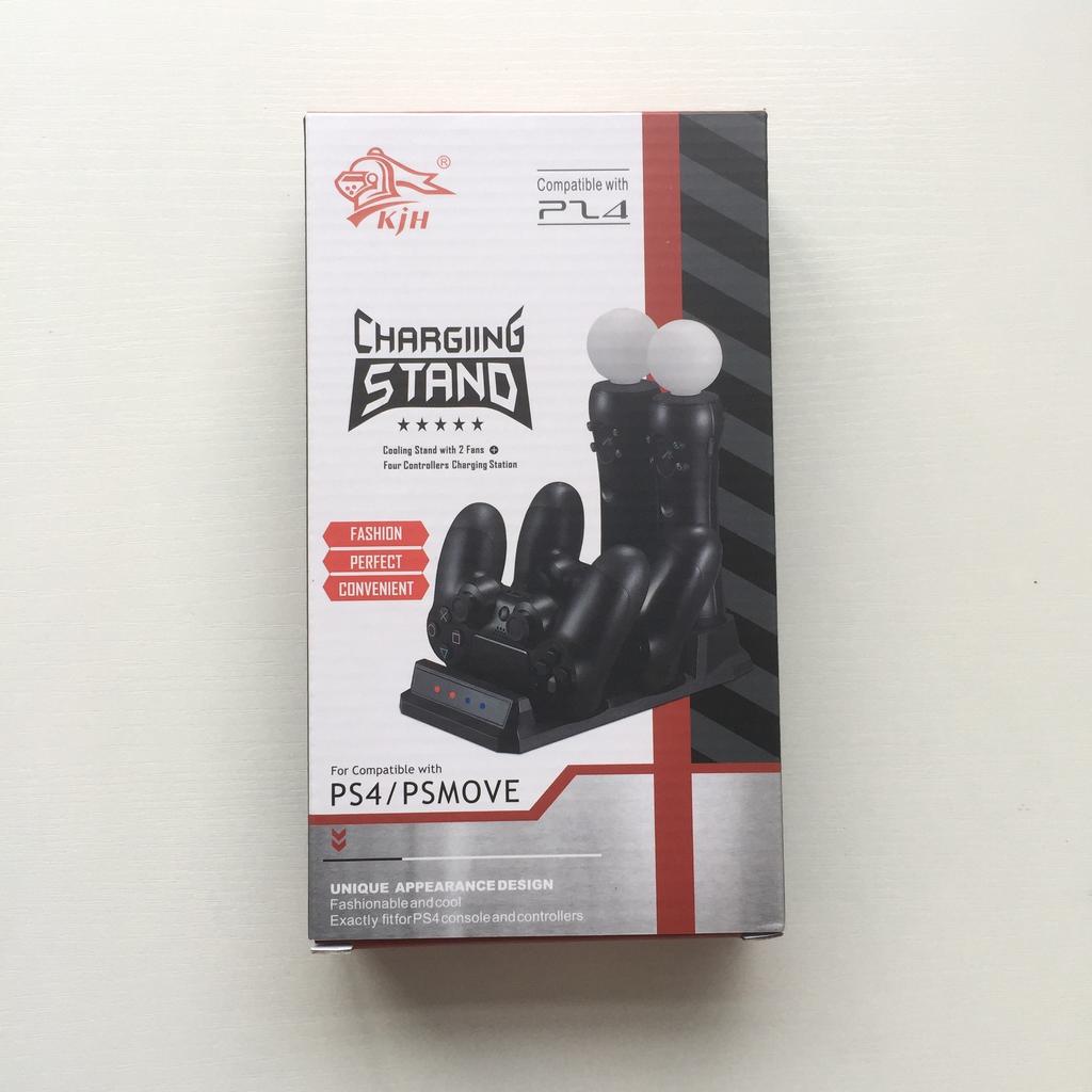 4 In 1 Charger for PS Move/PS4 Controller Gamepad Powered By Host USB, Fast Charging Base, with Charging Status Indicator, Controllers Organizer