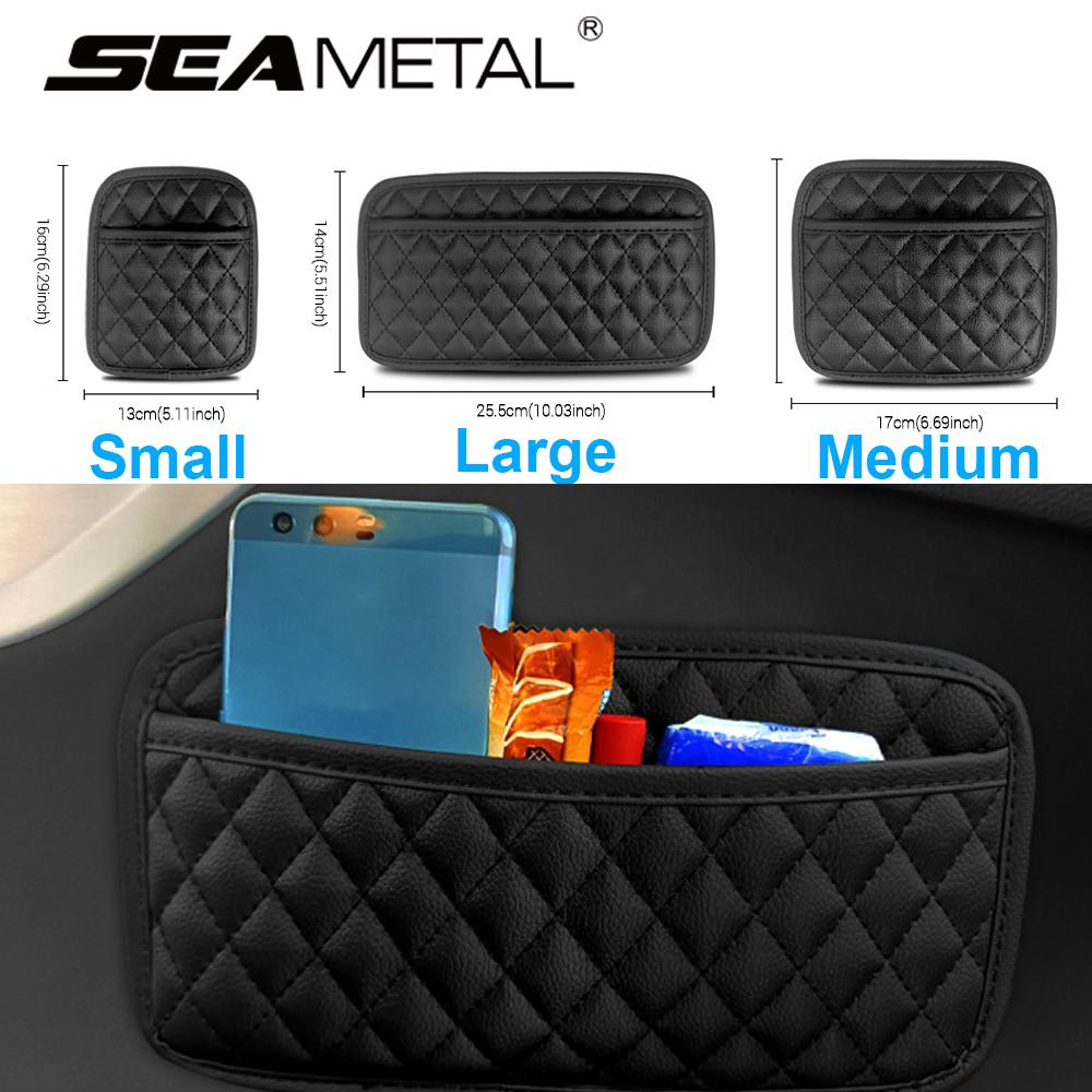 SEAMETAL Car Organizer Pocket Bag For Car Storage Box Collecting Bag Cards Phone Key Paste Box For Dashboard Door Center Console