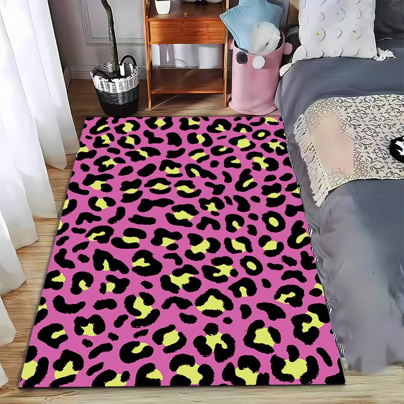 Rainbow Gradient Leopard Print Carpet with Bold Black SpotsVibrant Decorative Suitable for use as an anti-slip for room and bedroom sofas