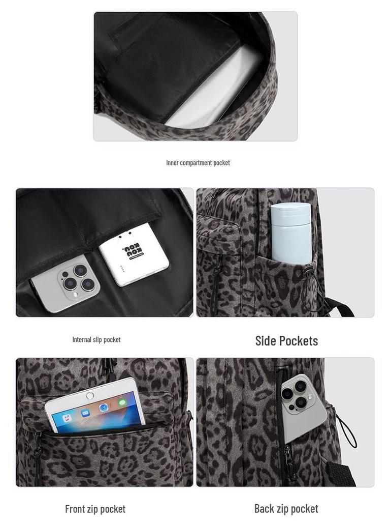 Leopard Print Korean Style Casual Backpack for Students
