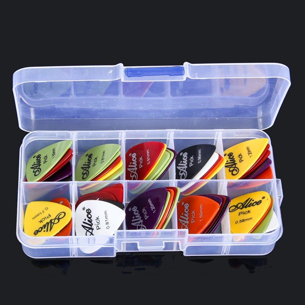 Yammy Plastic 24 Pieces Bass Guitar Picks Various Thickness Colorful Storage Box Included