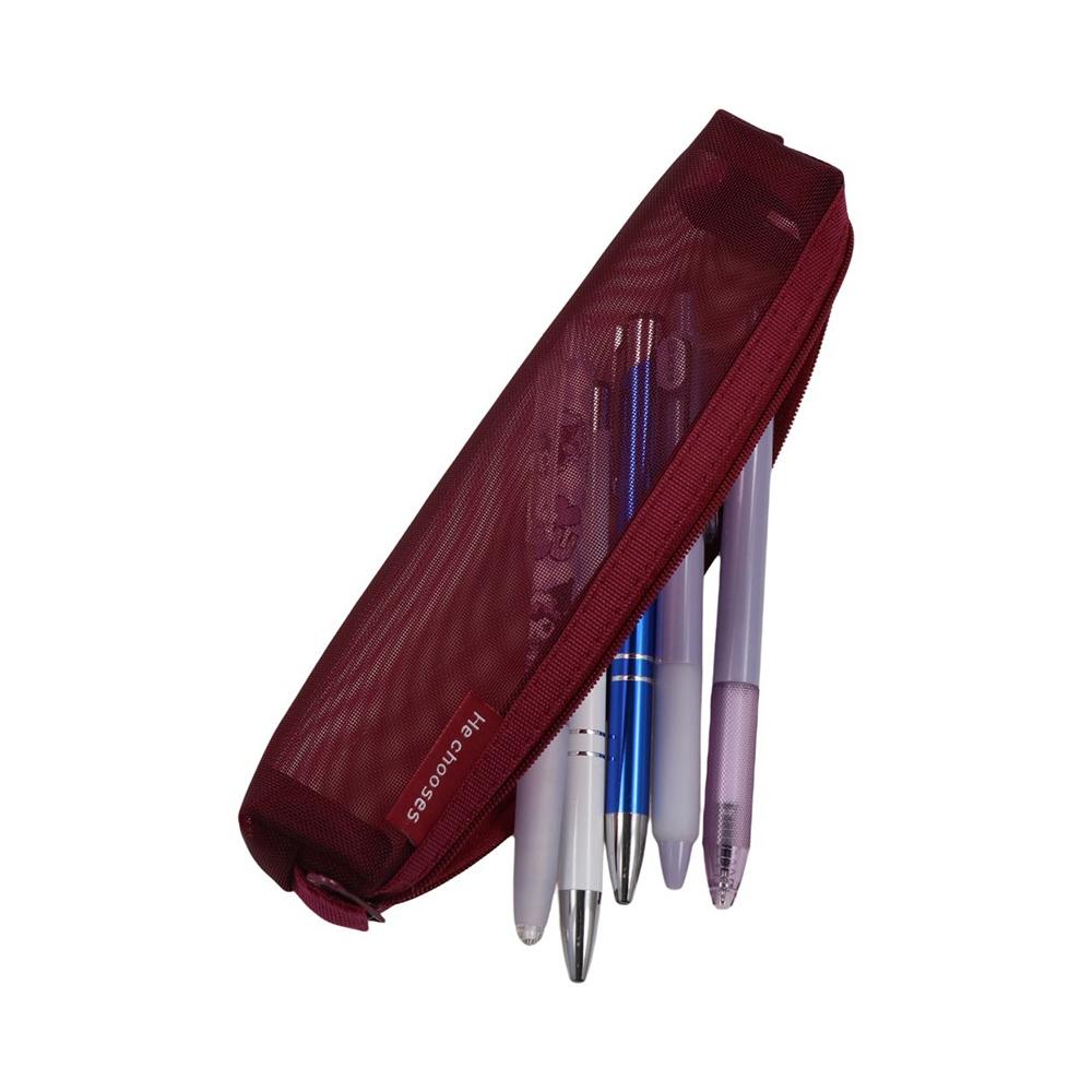 Nylon Mesh Gauze pen case Casual Stationery Storage Pouch Transparent Pen Case Girls