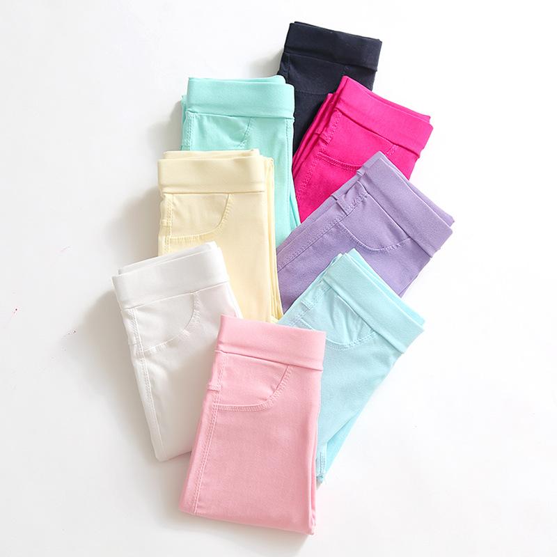 Girls' Pencil Pants Summer Thin Candy Color Children's Outerwear Leggings Tight Black