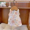 Pet Clothes Dogs Cats Spring Cute Cartoon Cotton Home Parent-child Clothing Teddy Bear Flower Dress Dog Cooling Vest