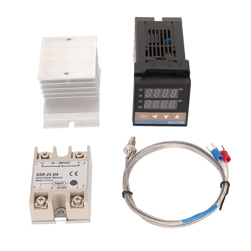 Digital PID Thermostat Set Thermocouple Heat Sink Relay Temperature Controller Set with Bracket for Farm Chicken House