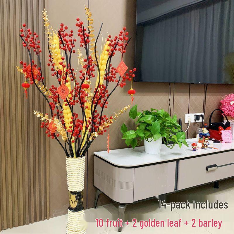 Red Berries New Year Floor Decoration: Artificial Flower Arrangement for Weddings & Housewarming