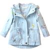2019 Girls Windbreaker Coat Baby Kids Flower Embroidery Hooded Outwear Baby Coats Jacket Clothing