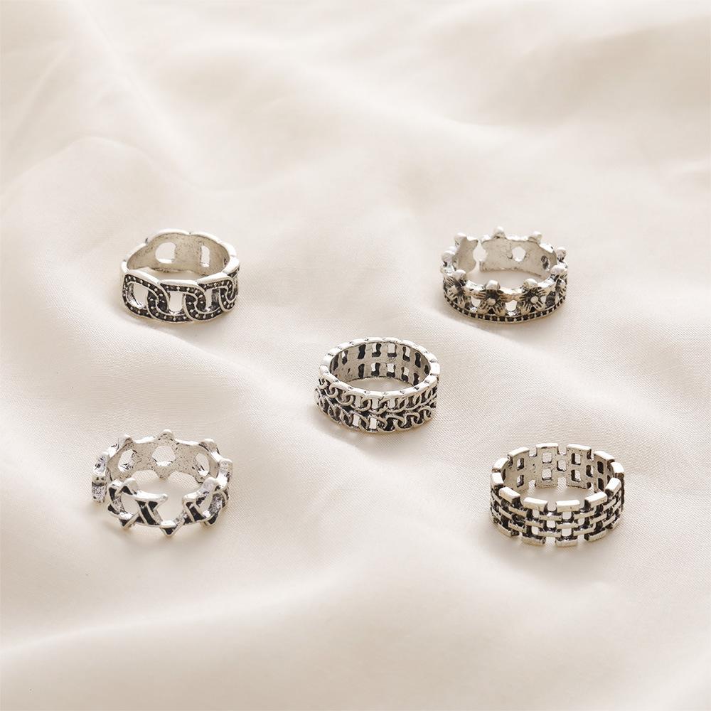 Рекламное кольцо на палец ноги, Персонализированный ретро-набор из 5 штук с цветами и пентаграммой, Кольцо на палец ноги и украшение для ноги.