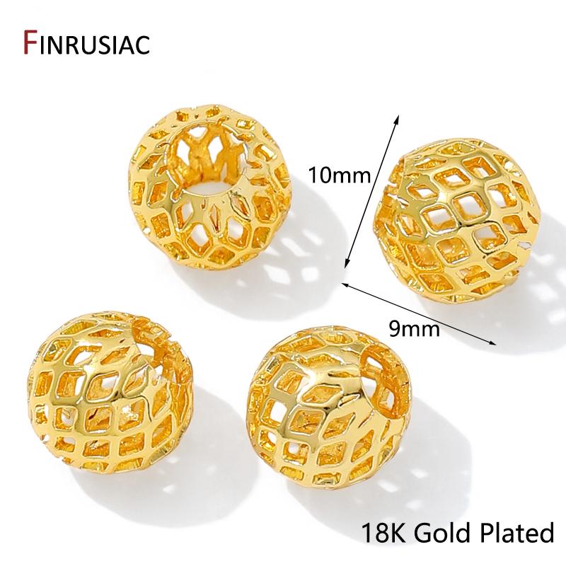 Позолоченные полые бусины-разделители 14K/18K, Разделители для бусин, Латунные овальные россыпные бусины, Аксессуары для рукоделия DIY, Изготовление браслетов