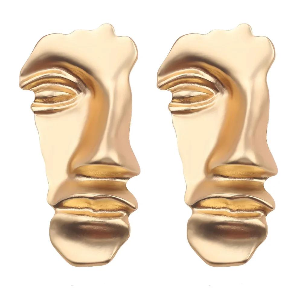Модный дизайн, преувеличенная половина человеческого лица, броши для женщин и мужчин, золотистого цвета, металлические булавки, повседневные украшения для вечеринок