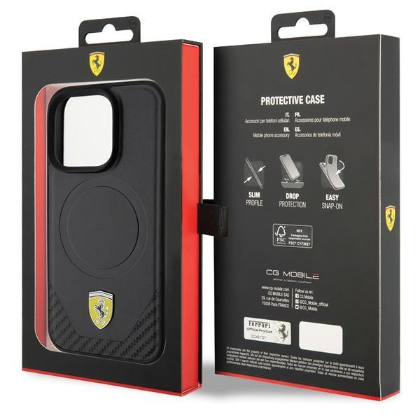 Ferrari Fehmp15Lptek Iphone 15 Pro 6.1 Czarny/Black Hardcase Carbon Metal Logo Magsafe
