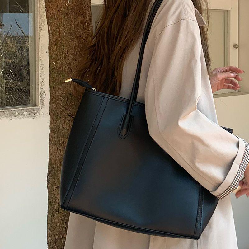 Винтажная женская сумка-тоут большой вместимости 2025 - Модная в корейском стиле, универсальная наплечная сумка для работы