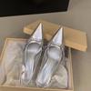 French Stiletto Black Bag Head Sandals Fairy Shoes 2025 New Spring and Summer Silver Single Shoes Pointed High Heels