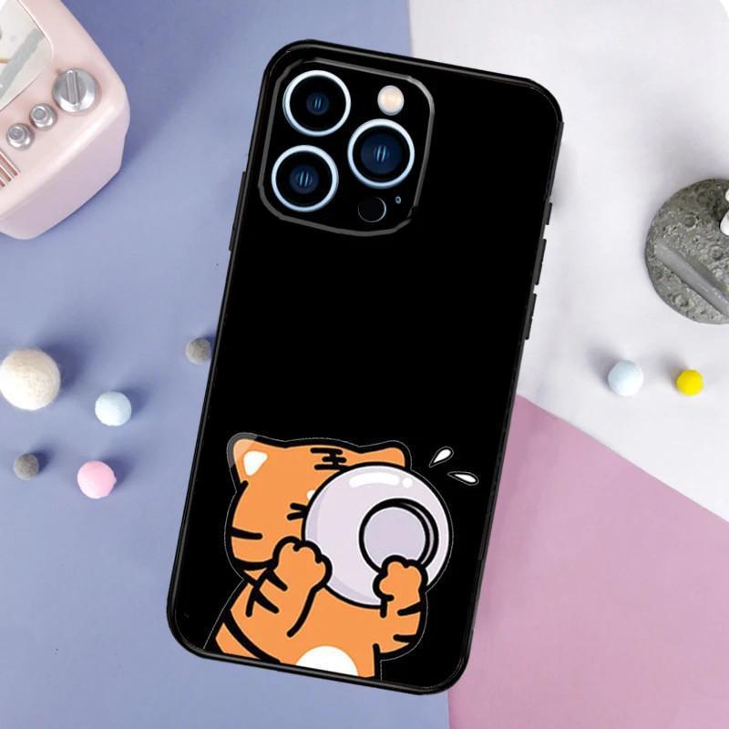 Чехол для мобильного телефона Apple Iphone15 Pro, милый чехол для мобильного телефона с изображением тигра и парой волос, устойчивый к падениям, Huawei Three