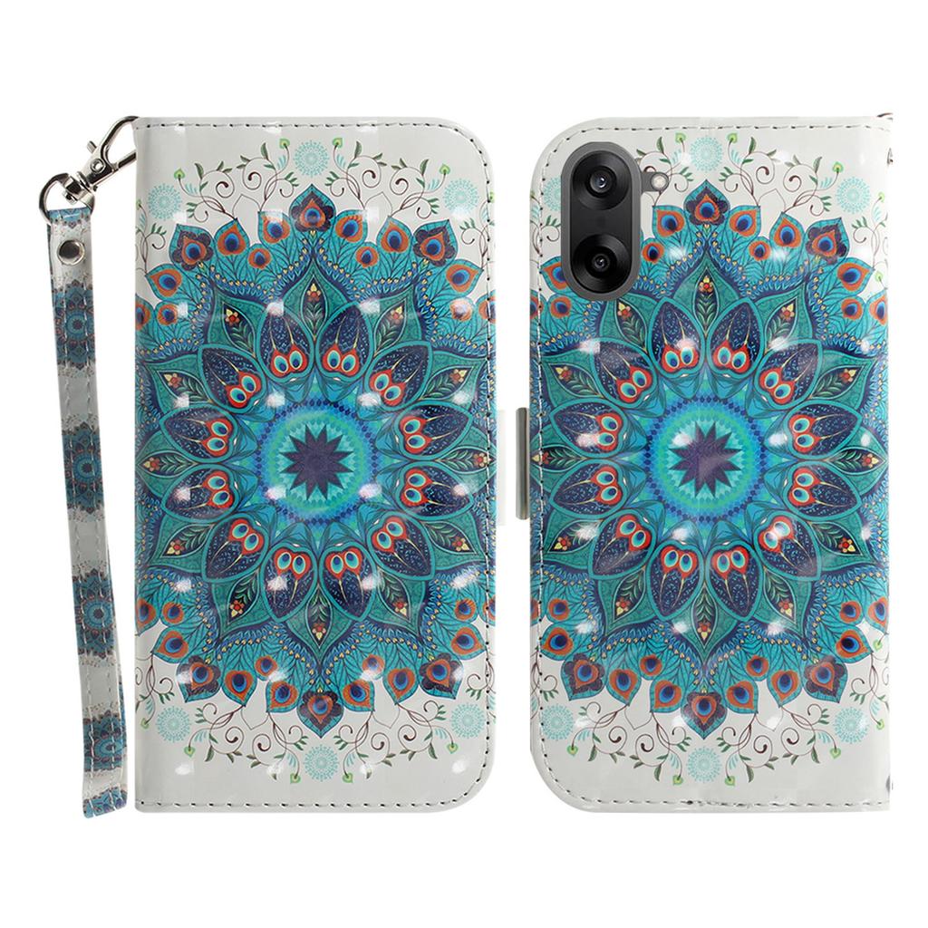 For OnePlus Nord CE5 5G Case Pattern Printing Leather Wallet Phone Cover with Wrist Strap