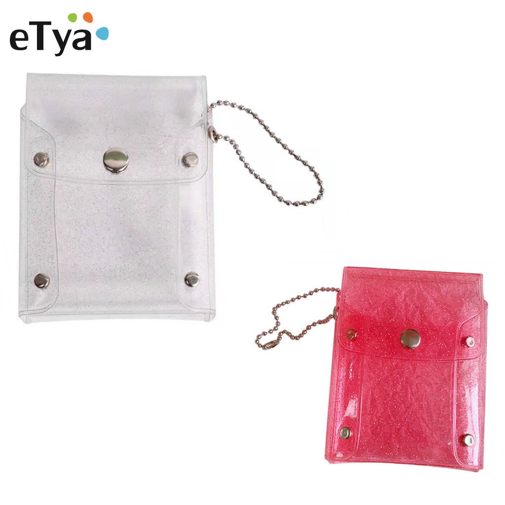 Cute Sequins Transparent Coin Purse Lipstick Bag Girl Kawaii Pink Key Chain Wallets Card Holder Fashion Hasp Clear Pvc Mini Bags