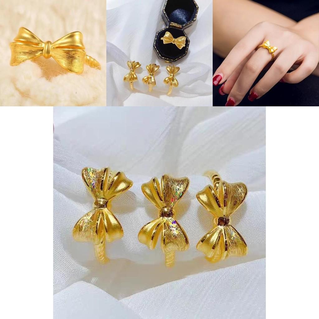 Stunning Gold Plated Brass Adjustable Butterfly Bow Ring For Women Perfect For Spring Fashion