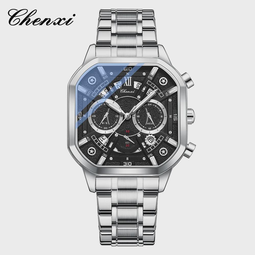 CHENXI Men Multifunction Quartz Watches Chronograph Waterproof Fashion Calendar Men's Luminous Watch