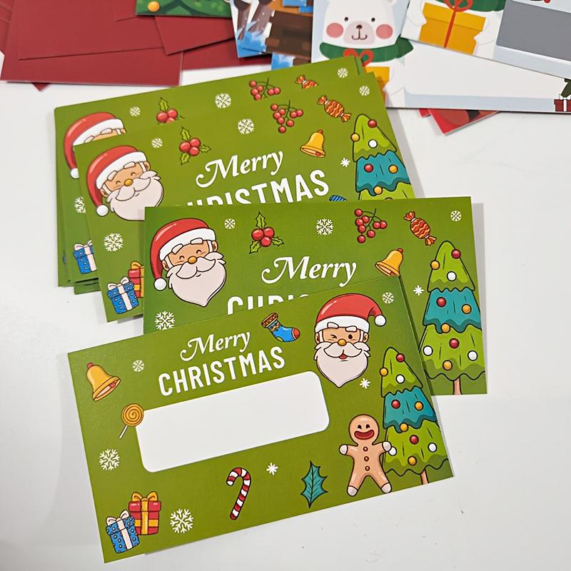Набор из 30 рождественских скретч-карт, подарочные сертификаты для DIY с рисунком Санта-Клауса и елки, призы для веселой праздничной вечеринки