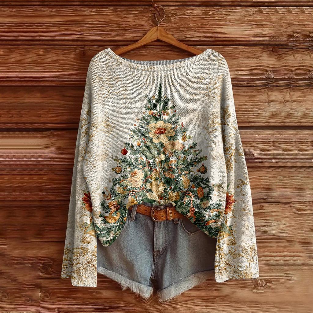 Women's Fashion Long Sleeve Christmas Snowman Snowflake Print Jacket Cardigan