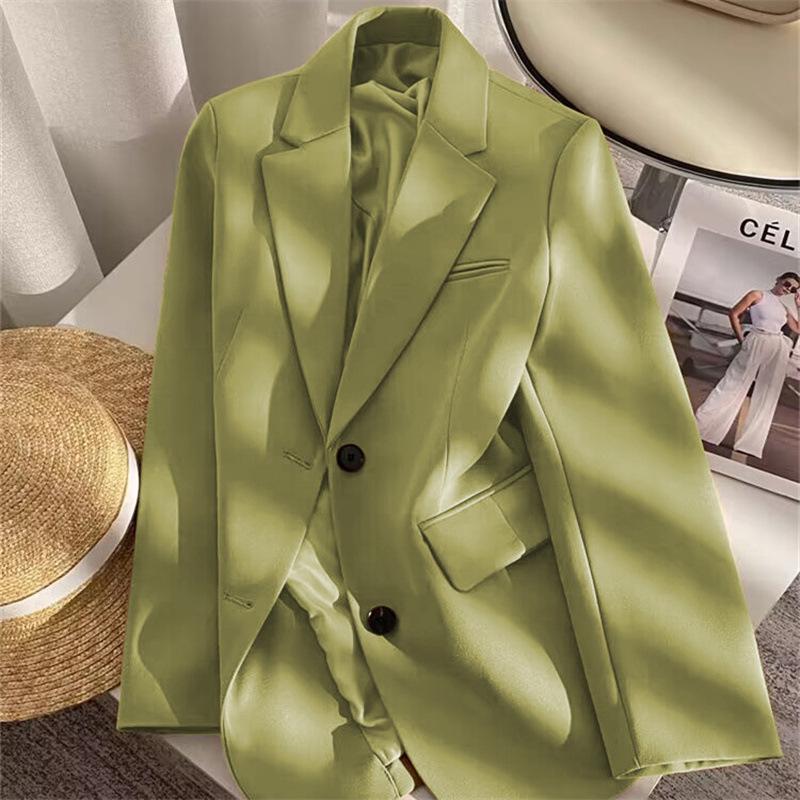 Женский пиджак в корейском стиле, свободного кроя, черный - Приталенный, блейзер маленького размера для весны и осени 2025.