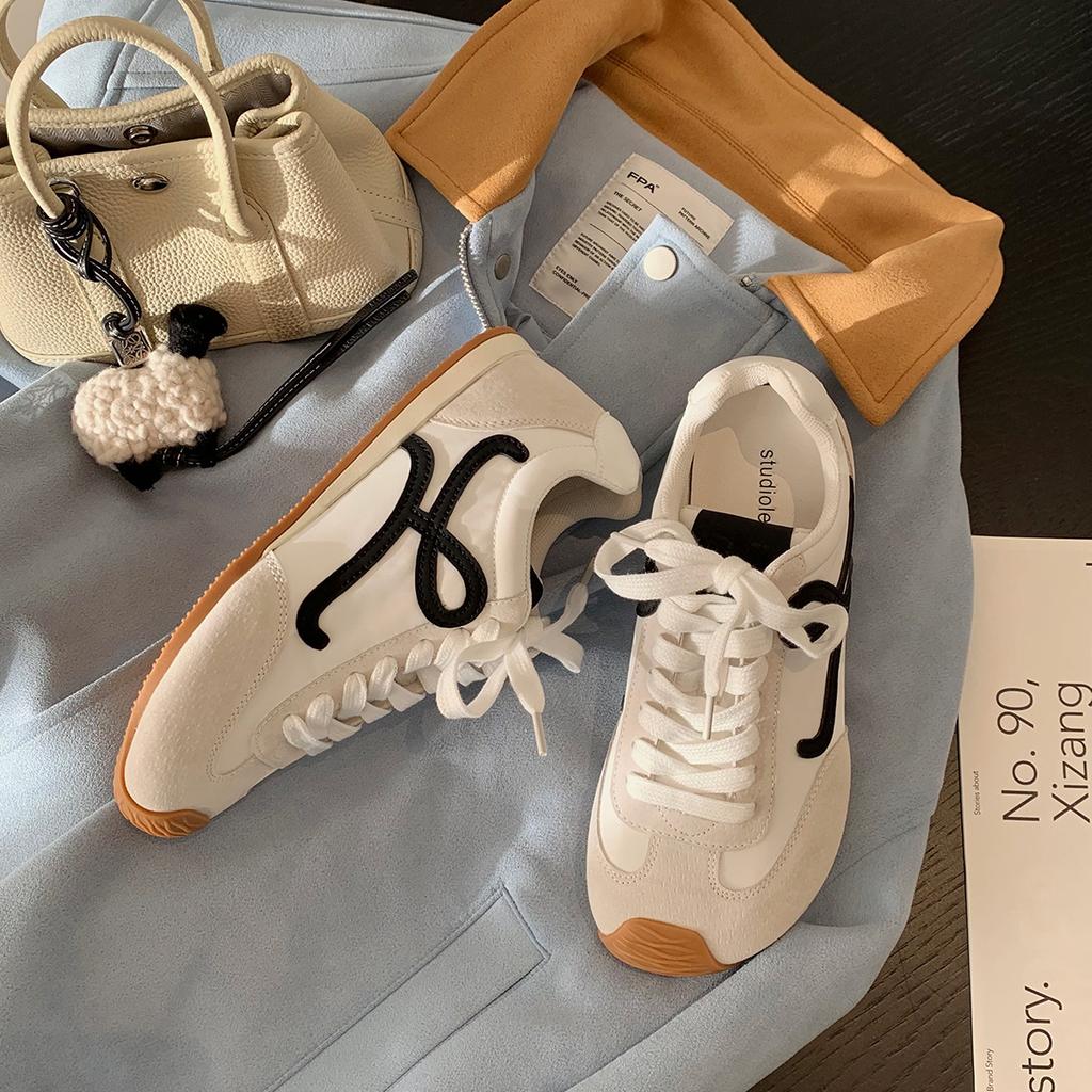 Retro Color Blocked Women's Shoes Versatile Casual Running Sports Shoes