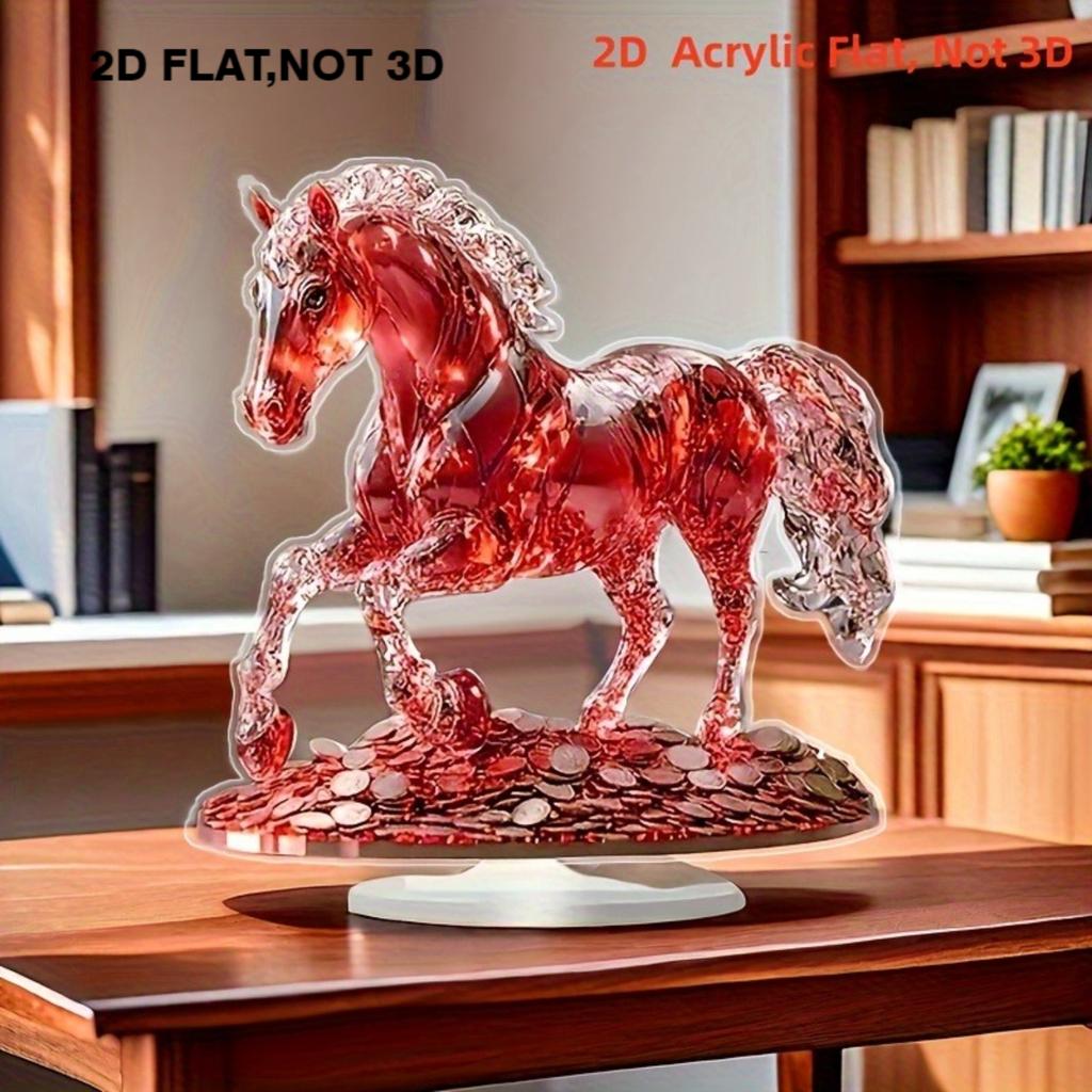 2D плоская элегантная хрустальная статуэтка лошади, домашний декор в ретро-стиле, декорация на тему животных, логотип и табличка, для офиса, спальни, столовой, ванной комнаты