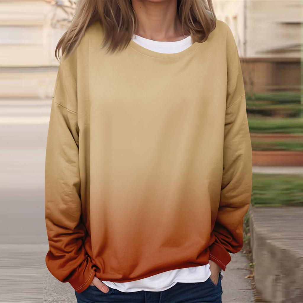 Женская повседневная модная винтажная печатная толстовка с длинным рукавом и круглым вырезом, многослойный пуловер