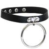 Sweetheart Vintage Punk Rock O Ring Spikes Pendant PU Leather Choker Collar Female Gothic Neckband Clavicle Necklace Adjustable for Women Men Jewelry