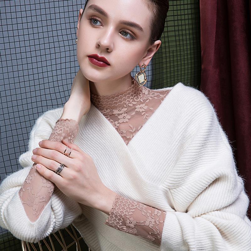 Женские нижние рубашки, кружевные рубашки с длинным рукавом, популярные во французском стиле, уникальные облегающие сексуальные темпераментные женские топы