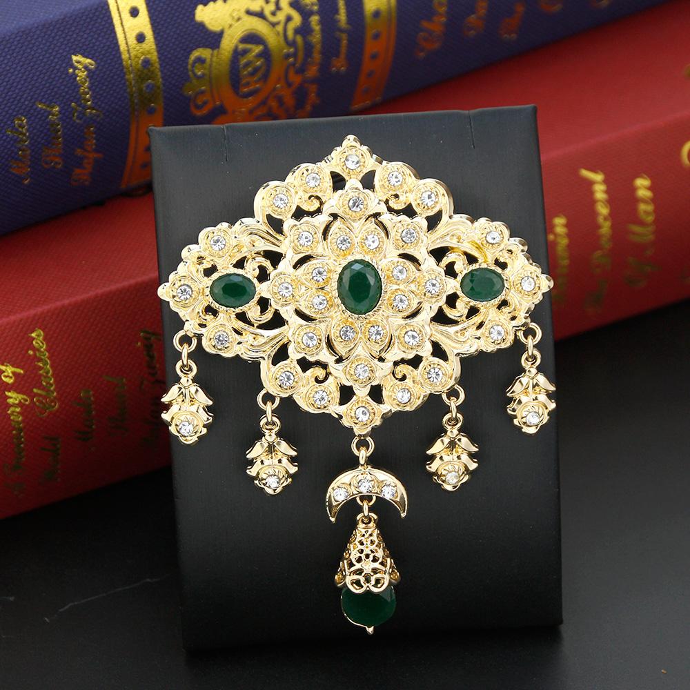Elegant Crystal Women's Brooch Jewelry Gold Hijab Brooch Flower Bride Wedding Jewelry