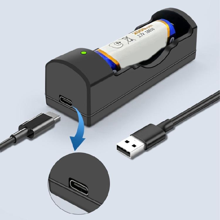 Портативный зарядный адаптер с интерфейсом Type-C, 1-слотовый, поддерживает различные типы литиевых аккумуляторов, включая 18650