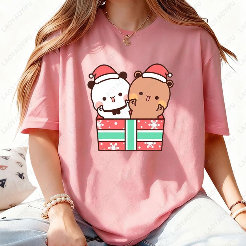 С Новым Годом Bubu Dudu Эмодзи Графическая Футболка Модные Веселые Новогодние Футболки Модная Уличная Одежда Мультяшные Праздничные Вечеринки Хлопковые Футболки