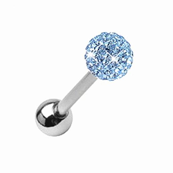 Хирургическая сталь со стразами, шарик со штангой, кольцо для языка, шпилька для пирсинга