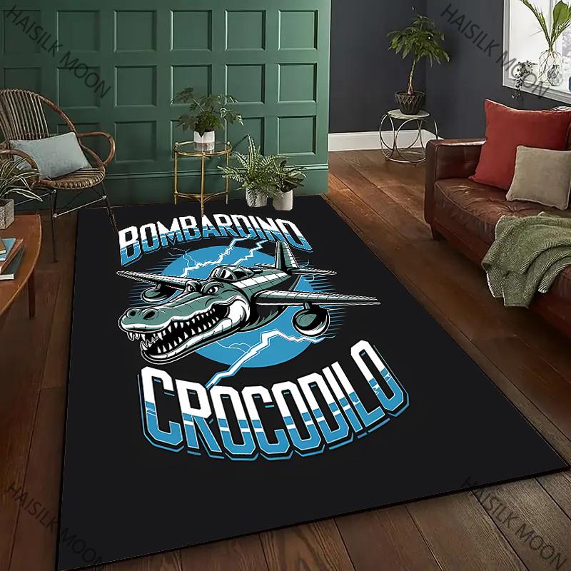 Italian Brainrot Bombardiro Crocodilo Printed Carpet Living Room,Sofa,Table, Rug, Picnic, Camping, Outdoors, Bedroom, Home, Mat