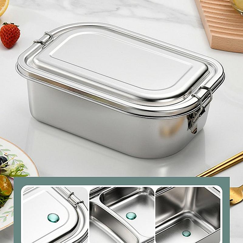 Stainless Steel Double Layer Lunch Box with Compartments Sealed Insulated Bento Food Storage Boxes Container Kitchen Tableware