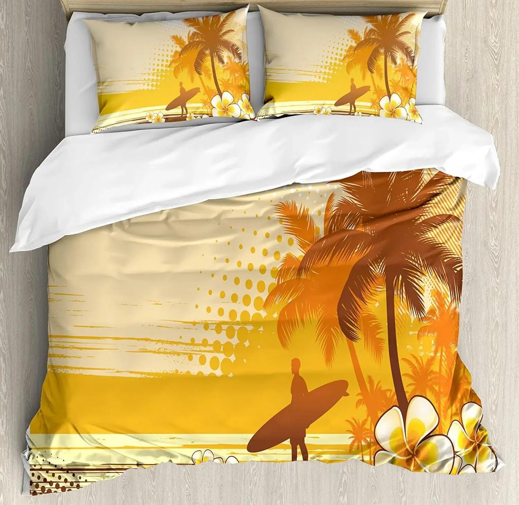 Комплект постельного белья Surf для спальни, кровати, дома, хиппи, классический старый автобус с доской для серфинга, свобода, праздничный пододеяльник, наволочка