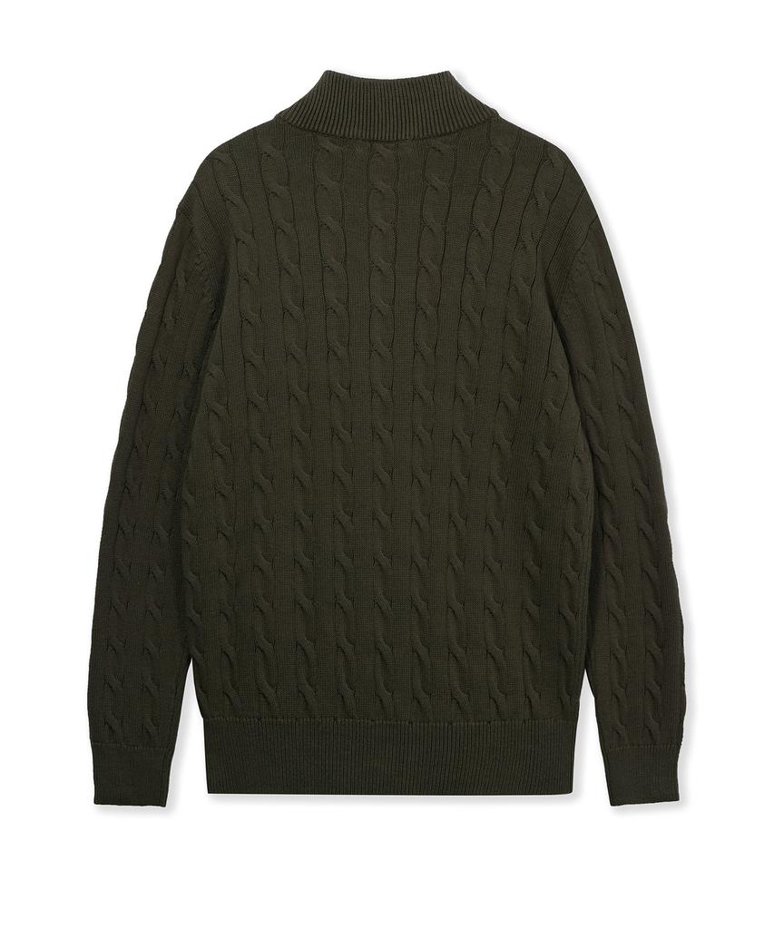 USPOLOASSN Cable Half-Zip Knit_Khaki
