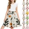 Summer Children's Dress Girls Printed Flowers Casual Cute Round Neck Princess Dress