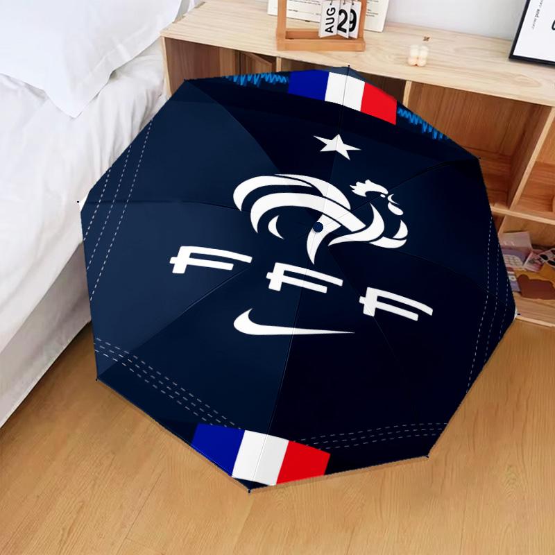 1PC France Soccer Club Emblem Printed Umbrella Folding umbrella, automatic umbrella 8-Frame for Travel, camping Fan gifts Christmas Gifts